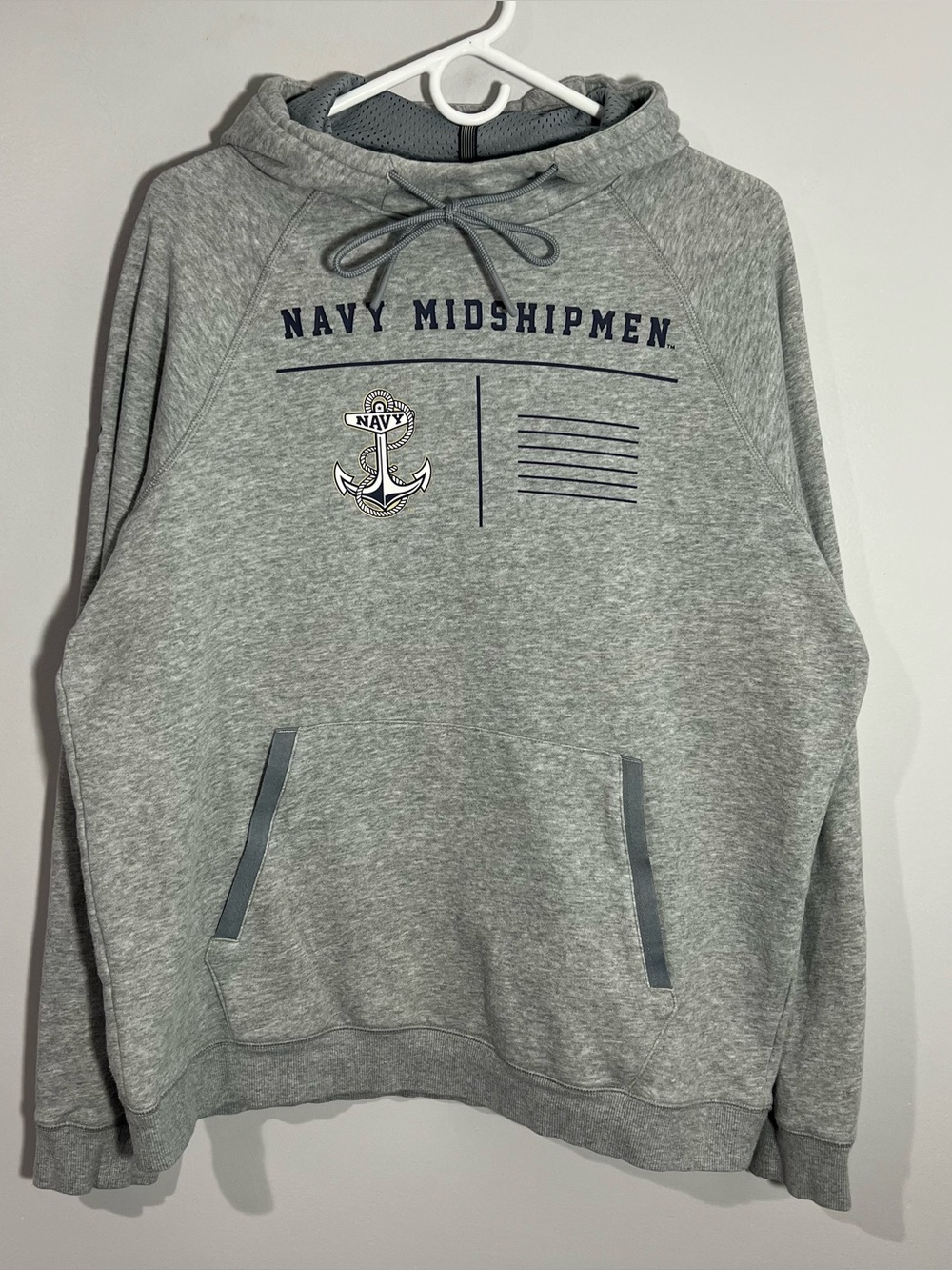 Under Armour Navy Midshipmen Gray Pullover Sweatshirt Hoodie Mens Medium